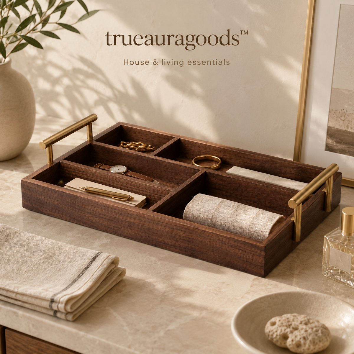 Trueauragoods™ Solid Wood Organizer Tray