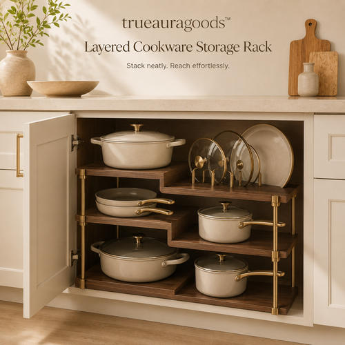 Trueauragoods™ Solid Wood Cookware Organizer Rack