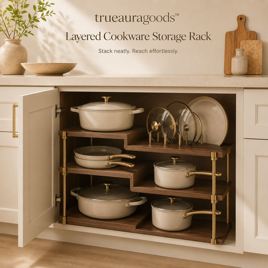 Trueauragoods™ Solid Wood Cookware Organizer Rack